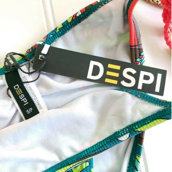 DESPI braided side tie Brazilian cut tassel swim bikini bottom in Congo Sz S NEW - Picture 5 of 7